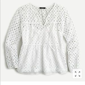 Tiered top in embroidered eyelet